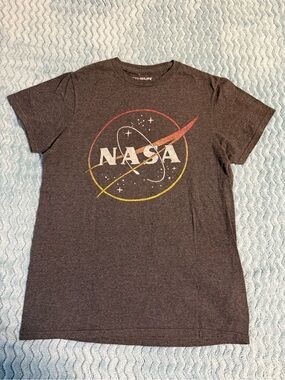 Fifth Sun Charcoal NASA Graphic Tee with Red & Yellow Accent